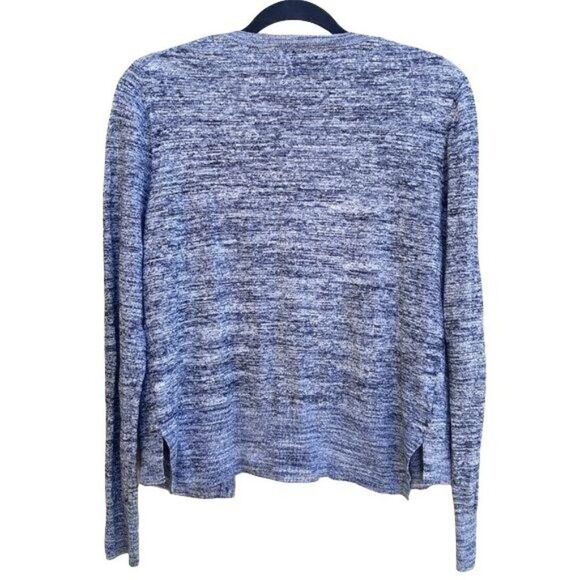 Ann Taylor Loft Y2K Space Dye Marl Knit Button Down Cardigan Black White Sz M - Picture 7 of 11